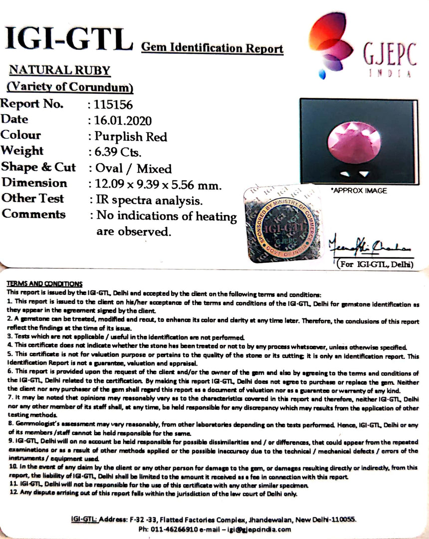 7.10 Ratti Natural Neo Burma Ruby with Govt. Lab Certificate-(3441)