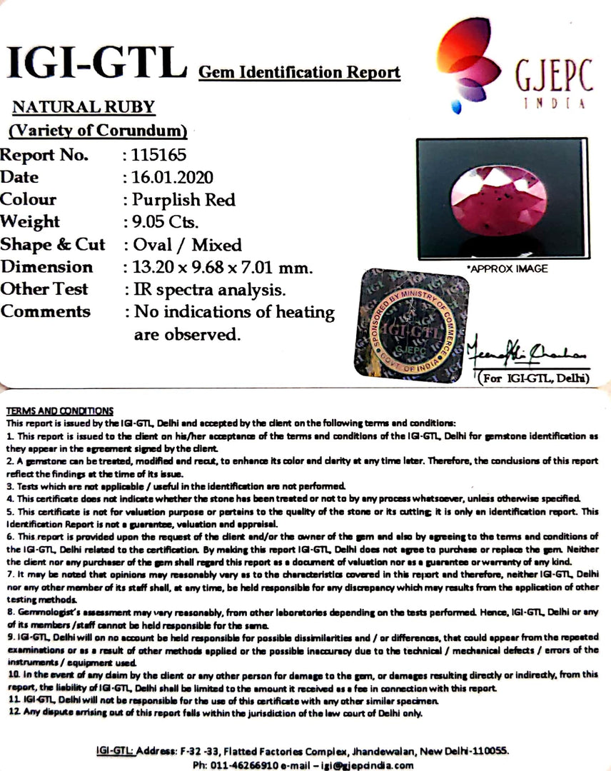 10.06 Ratti Natural Neo Burma Ruby with Govt. Lab Certificate-(4551)