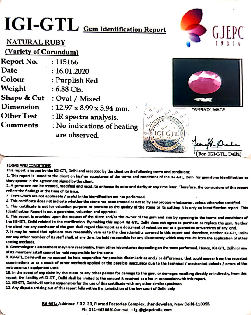 7.64 Ratti Natural Neo Burma Ruby with Govt. Lab Certificate-(3441)