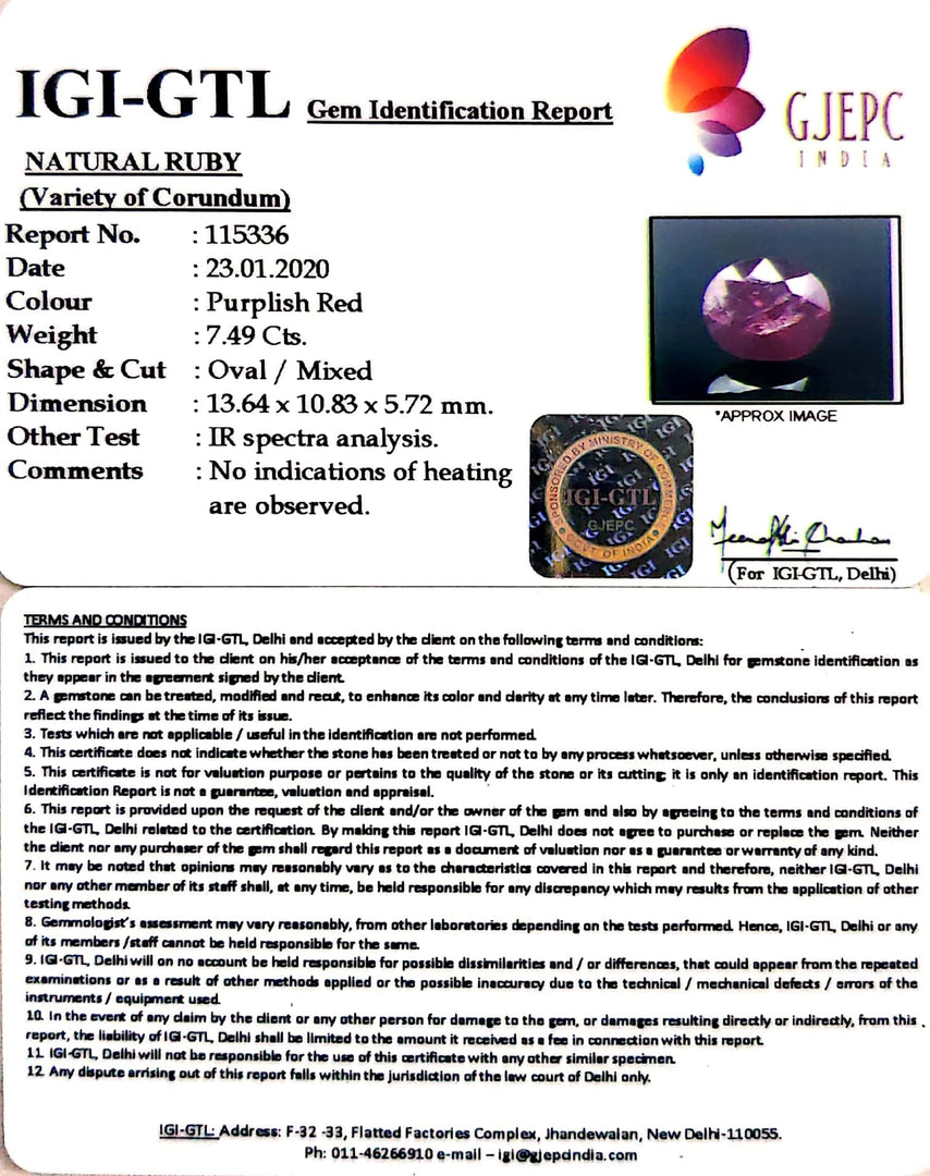 8.32 Ratti Natural Neo Burma Ruby with Govt. Lab Certificate-(5661)