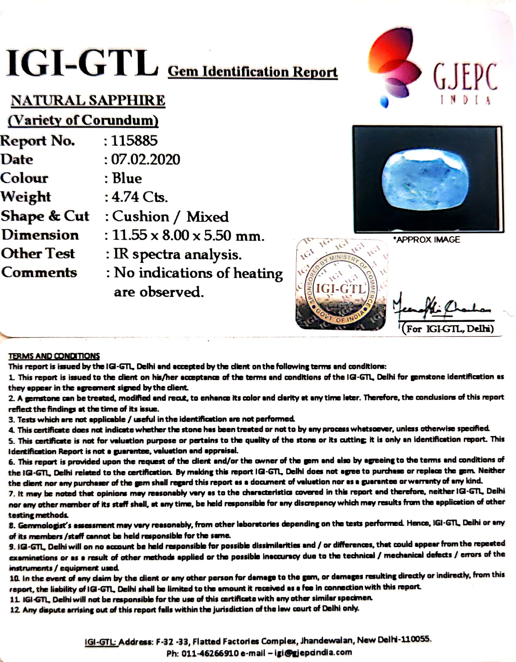 5.27 Ratti Natural Blue Sapphire With Govt Lab Certified-(4551)
