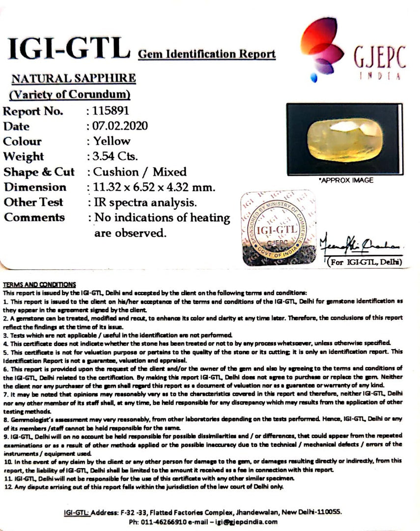 3.54/CT Natural Ceylonese Pukhraj with Govt Lab Certificate-4551