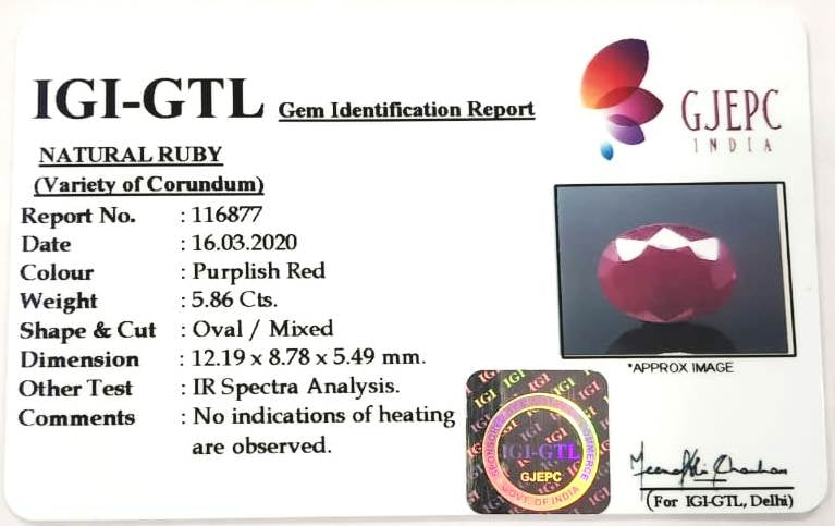 6.50 Ratti Natural Neo Burma Ruby with Govt Lab Certificate-(2331)