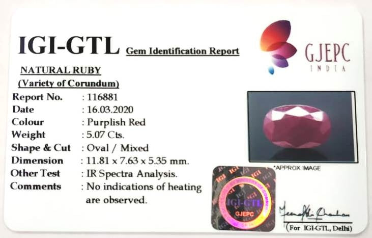 5.62 Ratti Natural Neo Burma Ruby with Govt. Lab Certificate (4551)