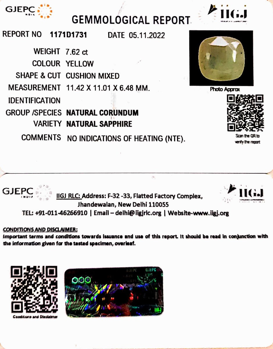 7.62/CT Natural Ceylonese Pukhraj with Govt Lab Certificate-6771