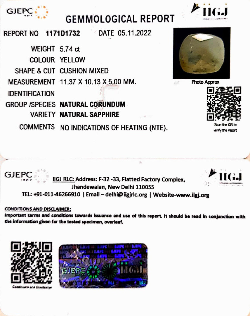 5.74/CT Natural Ceylonese Pukhraj with Govt Lab Certificate-6771