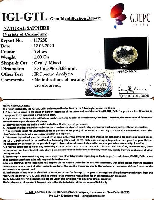2.00 Ratti Natural Ceylonese Pukhraj Stone with Govt Lab Certificate-(YELSA9R)