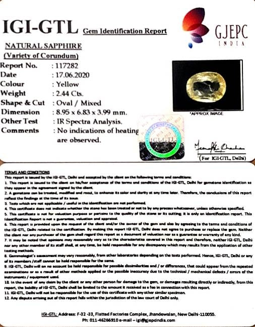2.70 Ratti Natural Ceylonese Pukhraj Stone with Govt Lab Certificate-(YELSA9U)