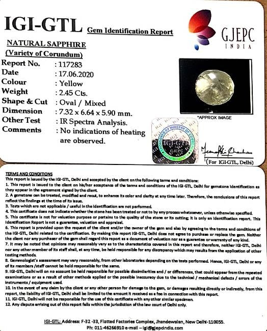 2.71 Ratti Natural Ceylonese Pukhraj Stone with Govt Lab Certificate-(YELSA9S)