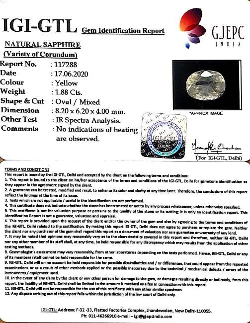 2.09 Ratti Natural Ceylonese Pukhraj Stone with Govt Lab Certificate-(YELSA9S)