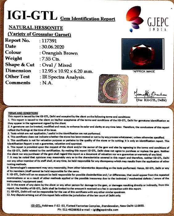 8.38 Ratti Natural Govt. Lab Certified Ceylonese Gomed-(1221)