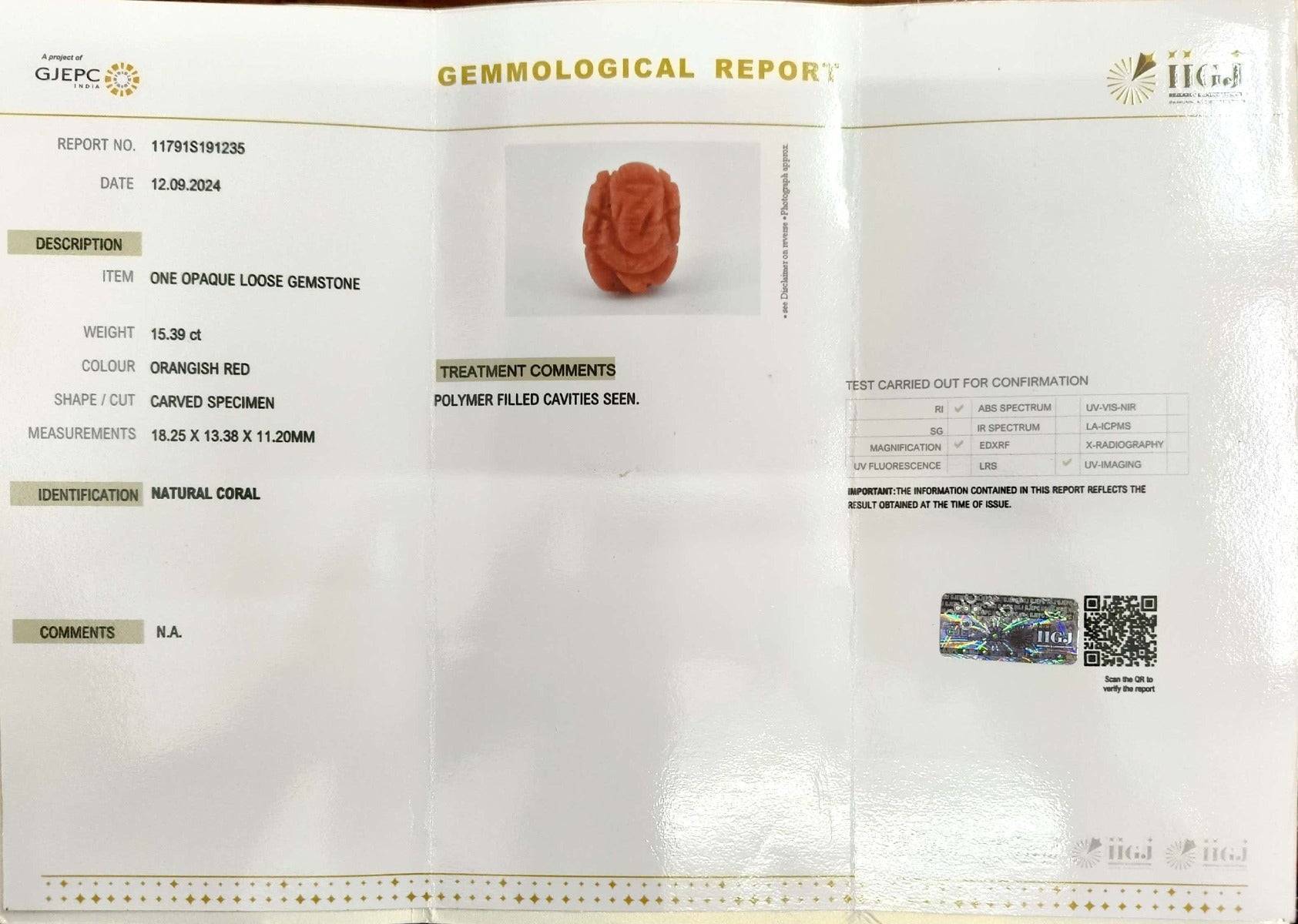 15.39/CT Natural Italian Coral Ganesha-4500