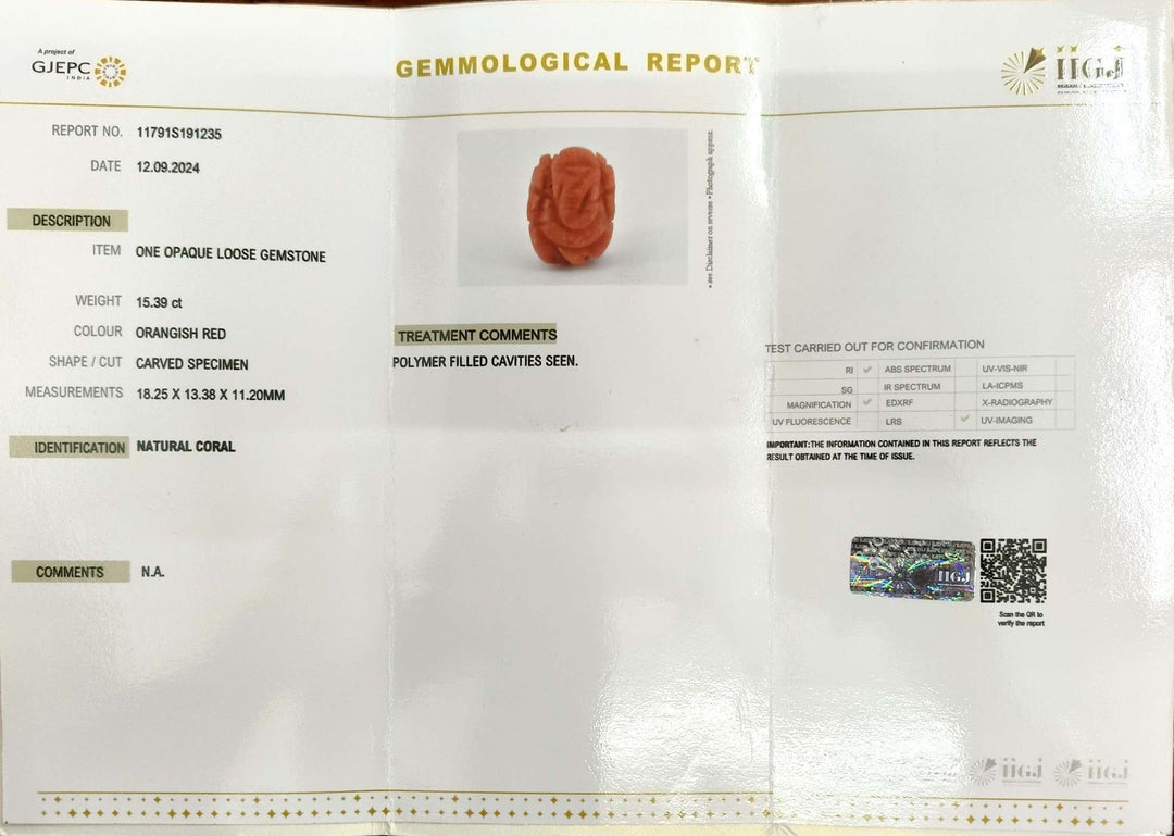 15.39/CT Natural Italian Coral Ganesha-4500