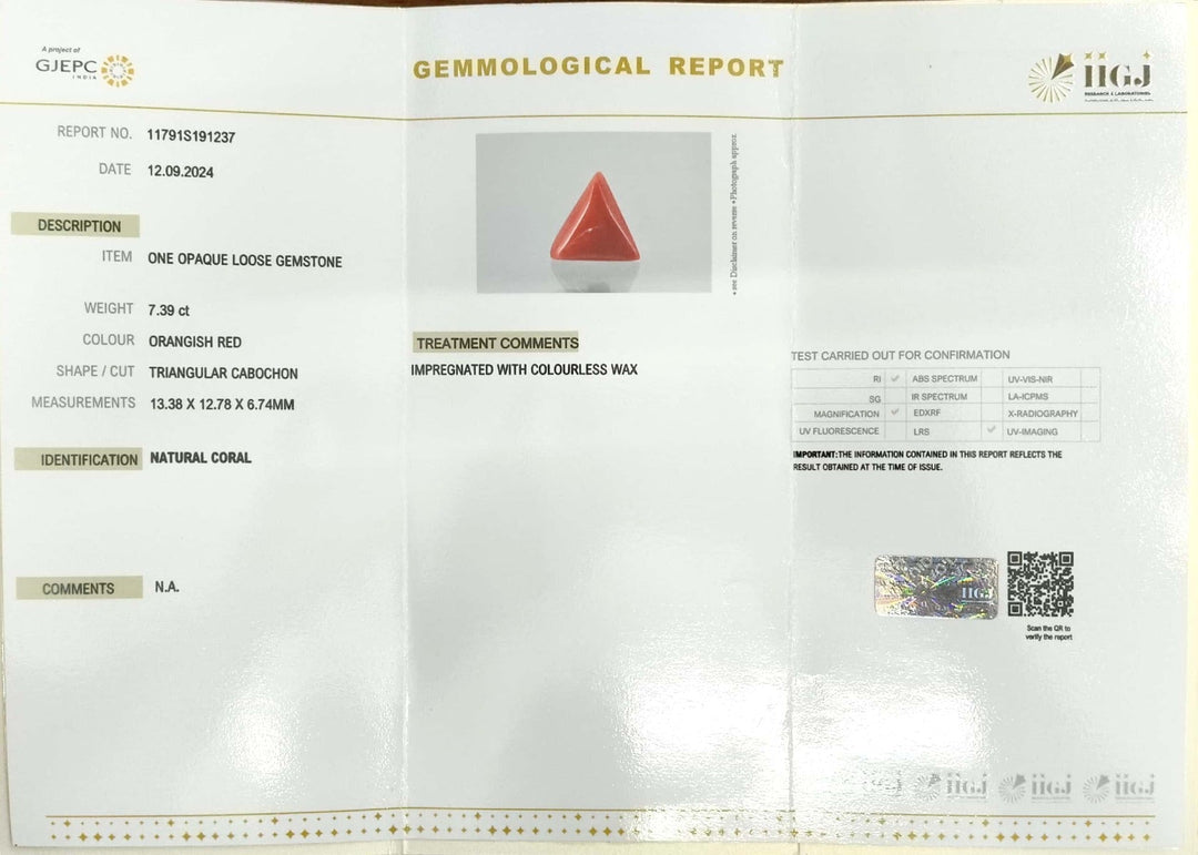 7.39/CT Natural Triangular Red Coral-1800