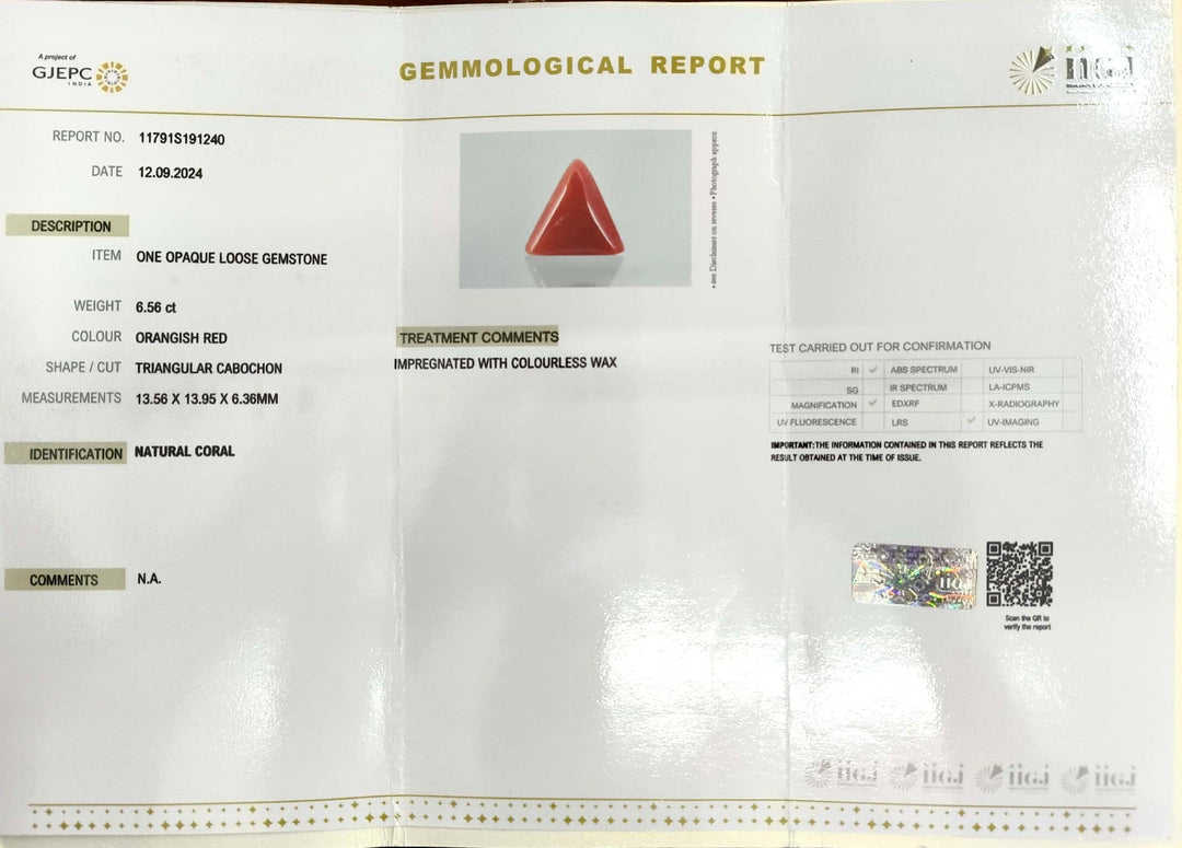 6.56/CT Natural Triangular Red Coral-1800