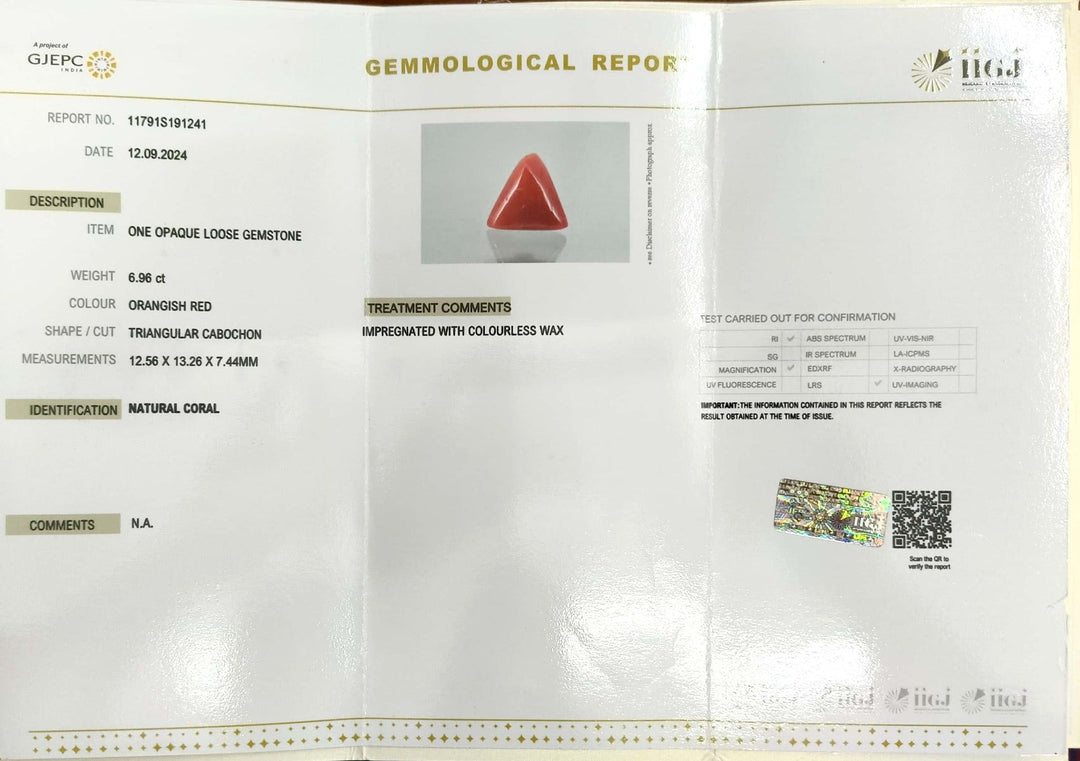 6.96/CT Natural Triangular Red Coral-1800