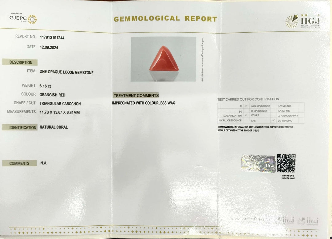 6.16/CT Natural Triangular Red Coral-1800