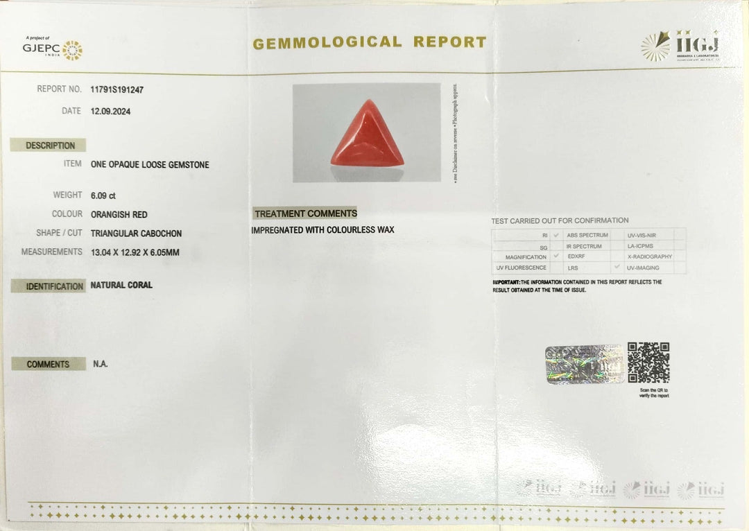 6.09/CT Natural Triangular Red Coral-1800