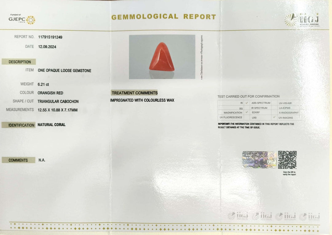 6.21/CT Natural Triangular Red Coral-1800