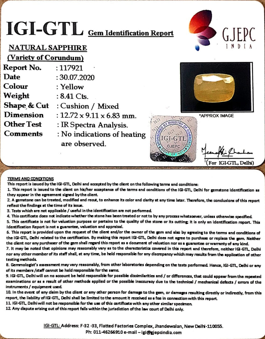 9.33 Ratti Natural Ceylonese Pukhraj Stone with Govt Lab Certificate-(6771)