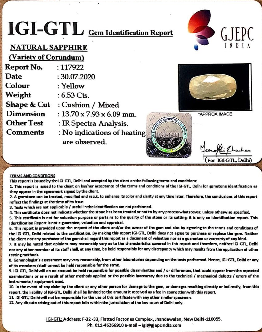 7.24 Ratti Natural Ceylonese Pukhraj Stone with Govt Lab Certificate-(6771)