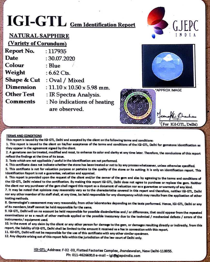 7.35 Ratti Natural Neelam with Govt Lab Certificate-(4551)