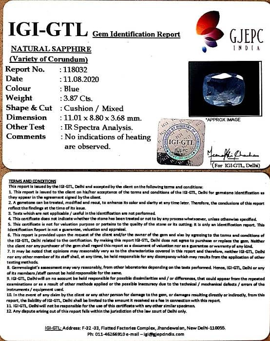 4.29 Ratti Natural Neelam with Govt Lab Certificate-(6771)