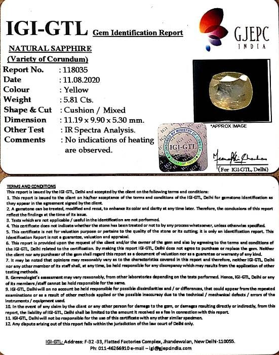 6.44 Ratti Natural Ceylonese Pukhraj Stone with Govt Lab Certificate-(6771)