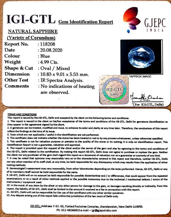 5.53 Ratti Nature Neelam with Govt Lab Certified (45510)