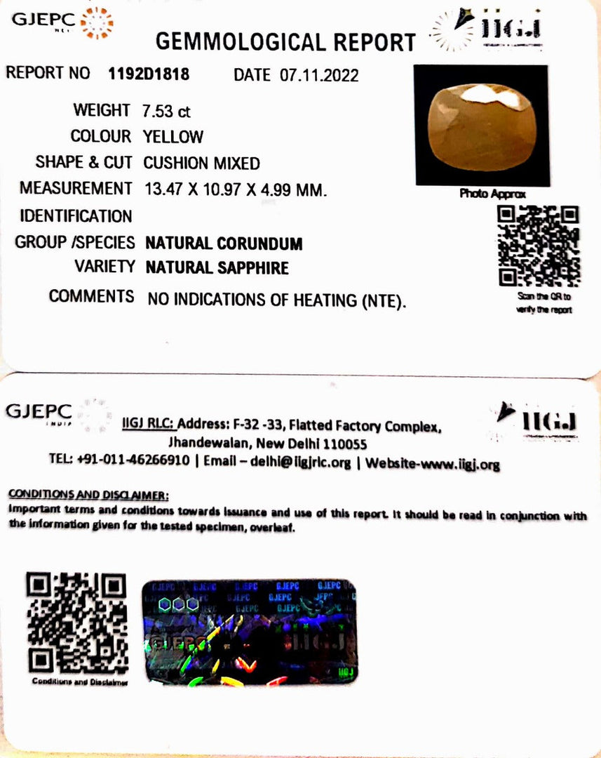 7.53/CT Natural Ceylonese Pukhraj with Govt Lab Certificate-6771