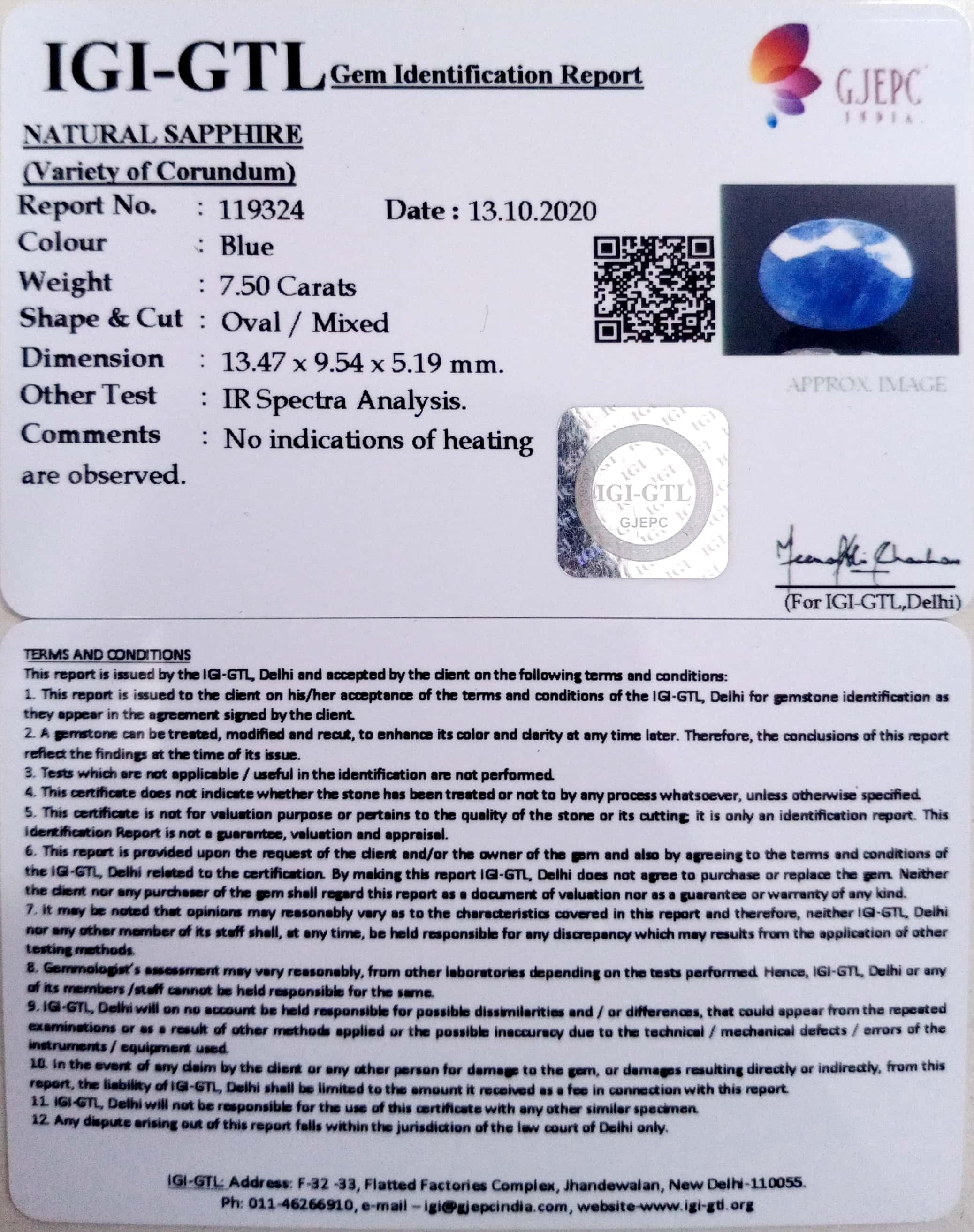 8.32 Ratti Natural Blue Sapphire with Govt Lab Certificate-(2331)