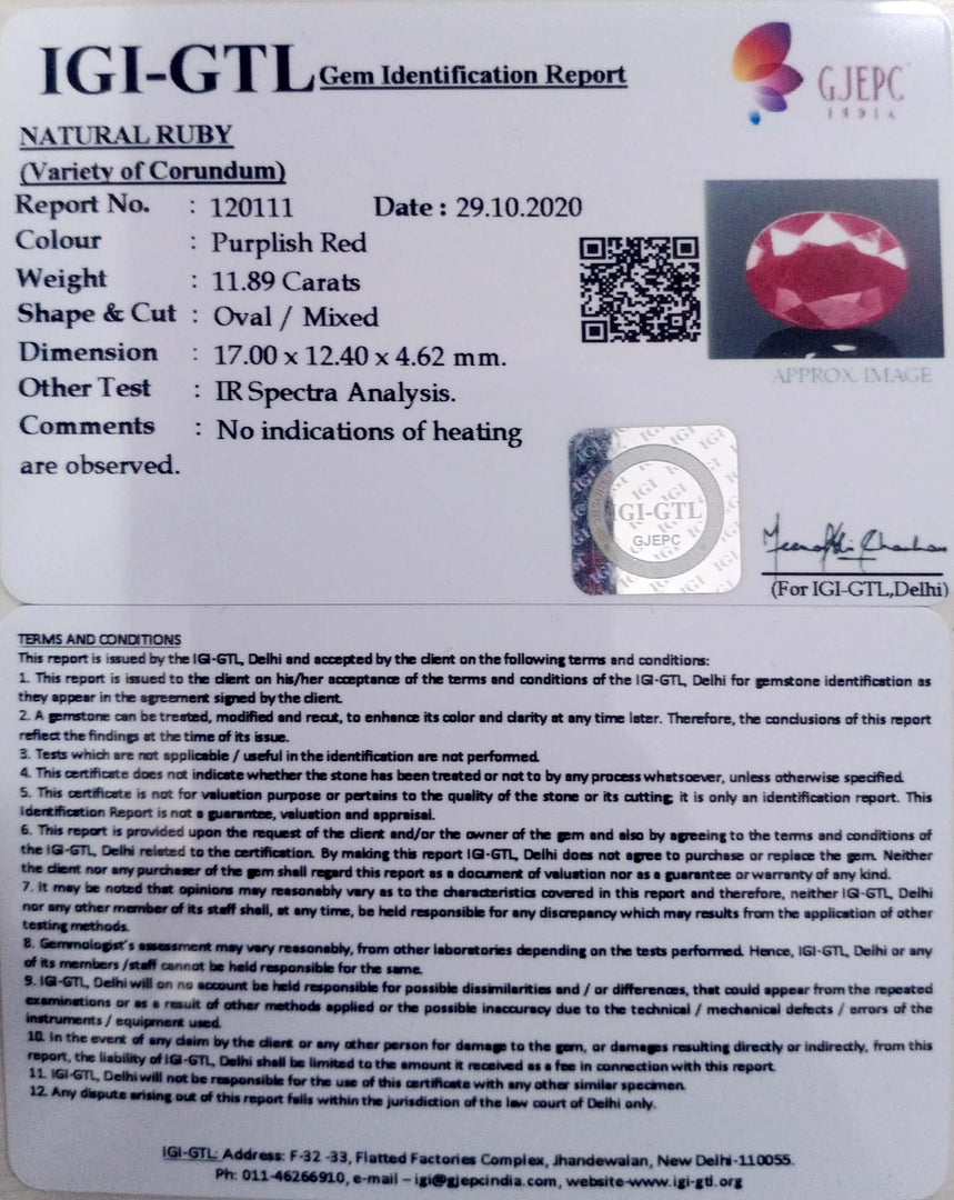 13.19 Ratti Natural Ruby with Govt Lab Certificate-(5661)