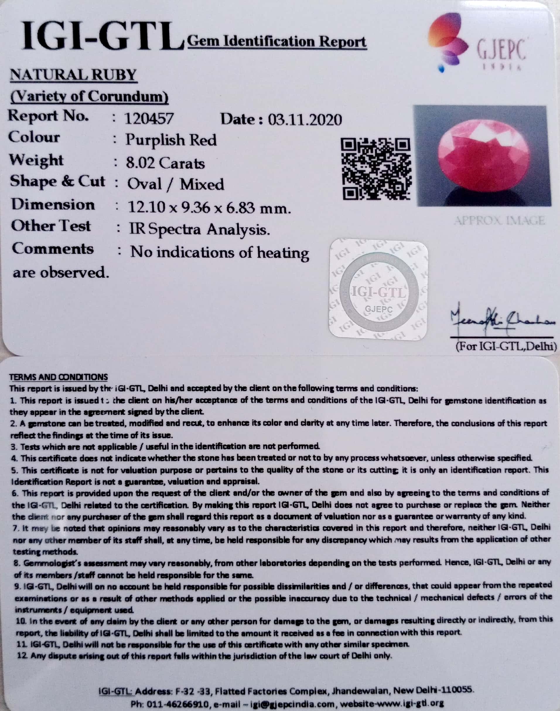 8.90 Ratti Natural Neo Burma Ruby with Govt. Lab Certificate-(5661)