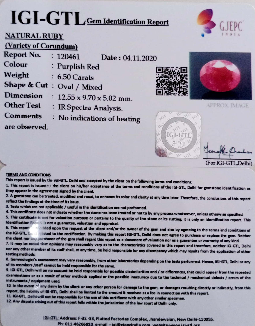 7.21 Ratti Natural Ruby with Govt Lab Certificate-(12210)