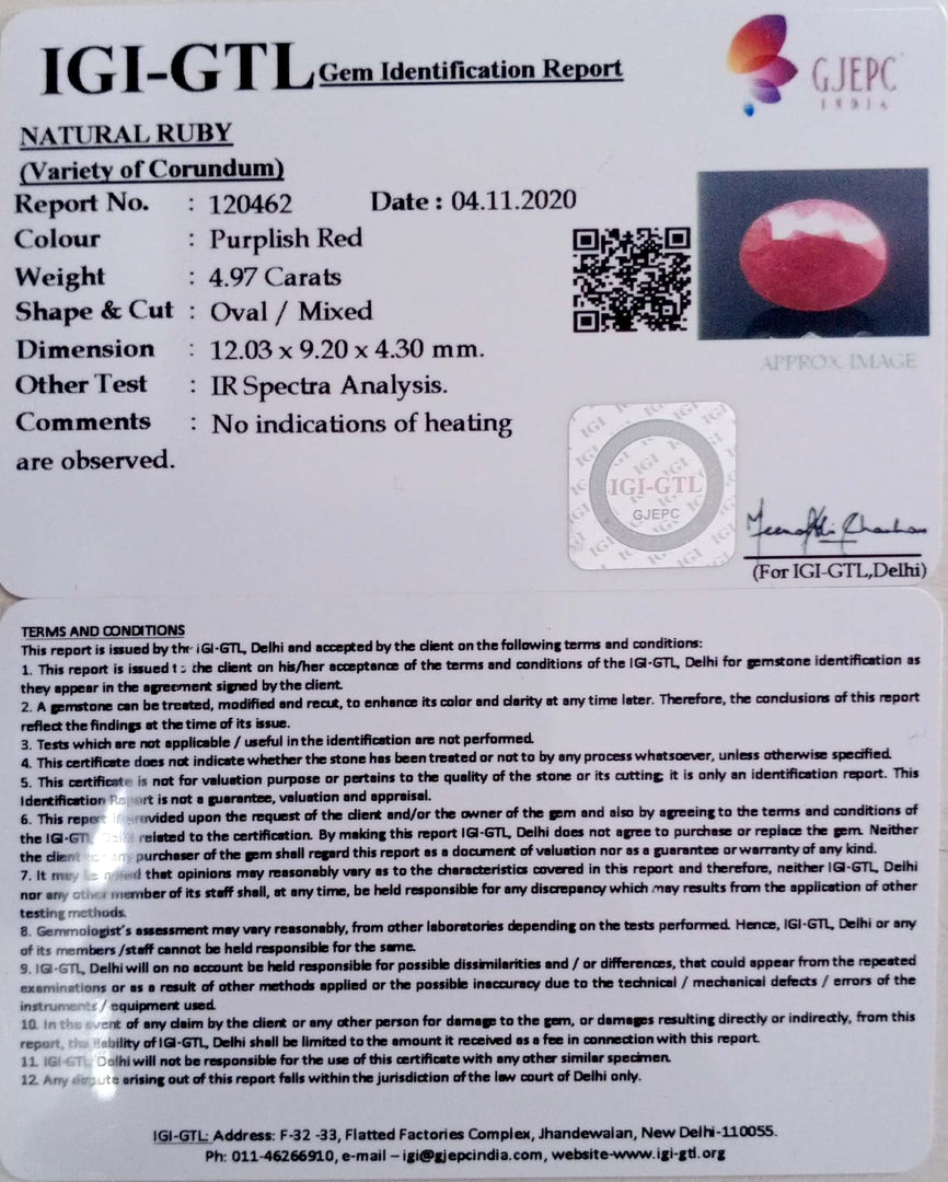 5.51 Ratti Natural Neo Burma Ruby with Govt. Lab Certificate-(2331)