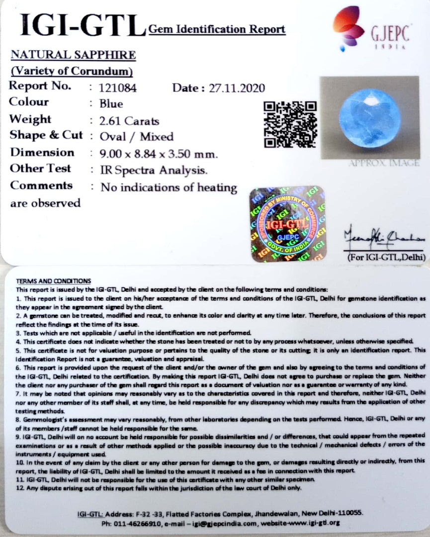 2.89 Ratti Natural Blue Sapphire With Govt Lab Certified-(4551)