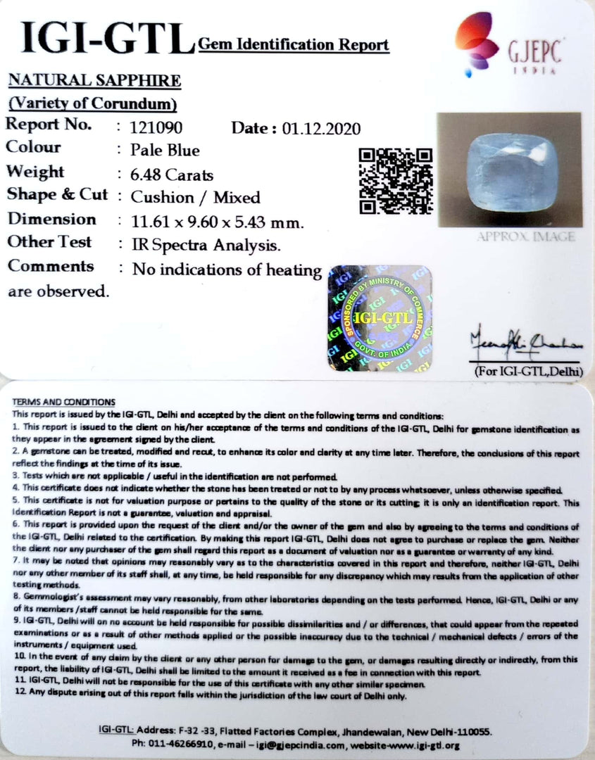 7.19 Ratti Natural Blue Sapphire With Govt Lab Certified-(4551)