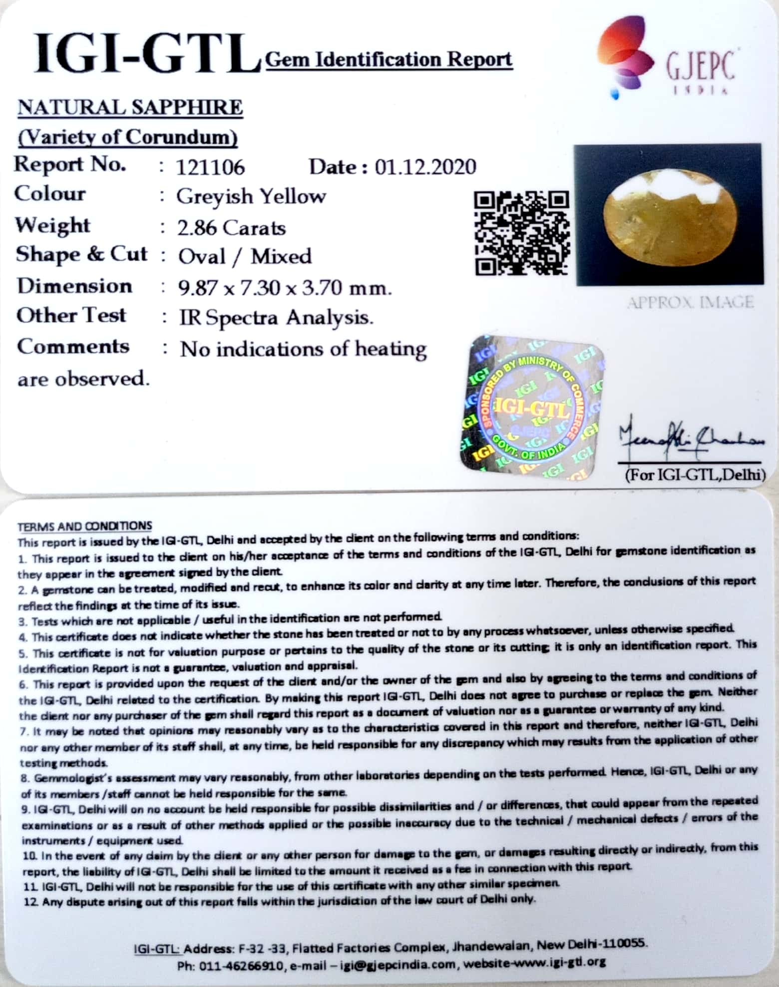 3.17 Ratti Natural Ceylonese Yellow Sapphire with Govt Lab Certificate-(4551)