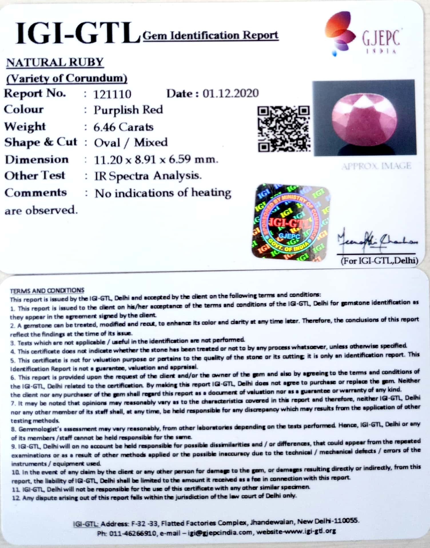 7.17 Ratti Natural Neo Burma Ruby with Govt. Lab Certificate-(3441)