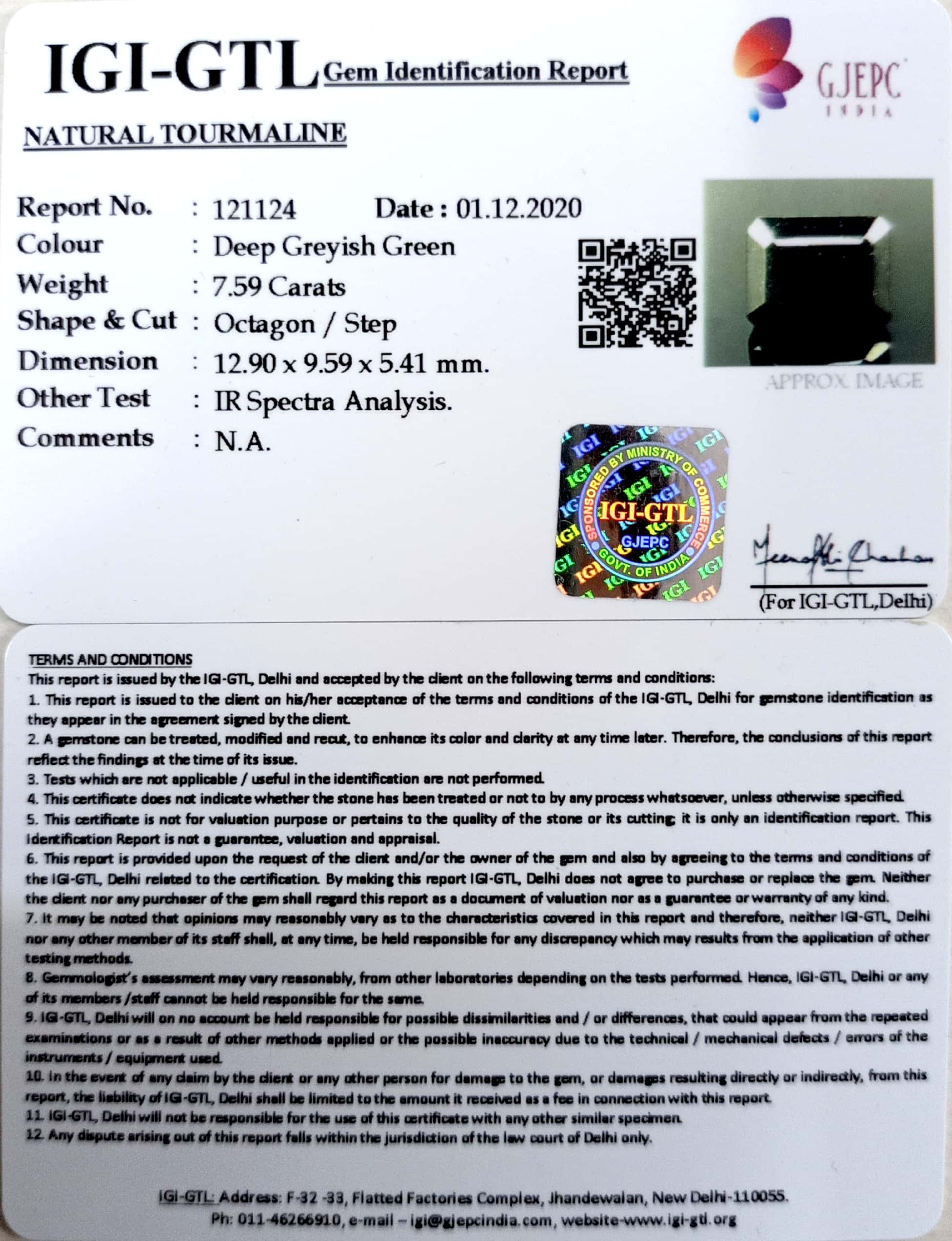 8.42 Ratti Natural Tourmaline With Govt. Lab Certificate-(1221)