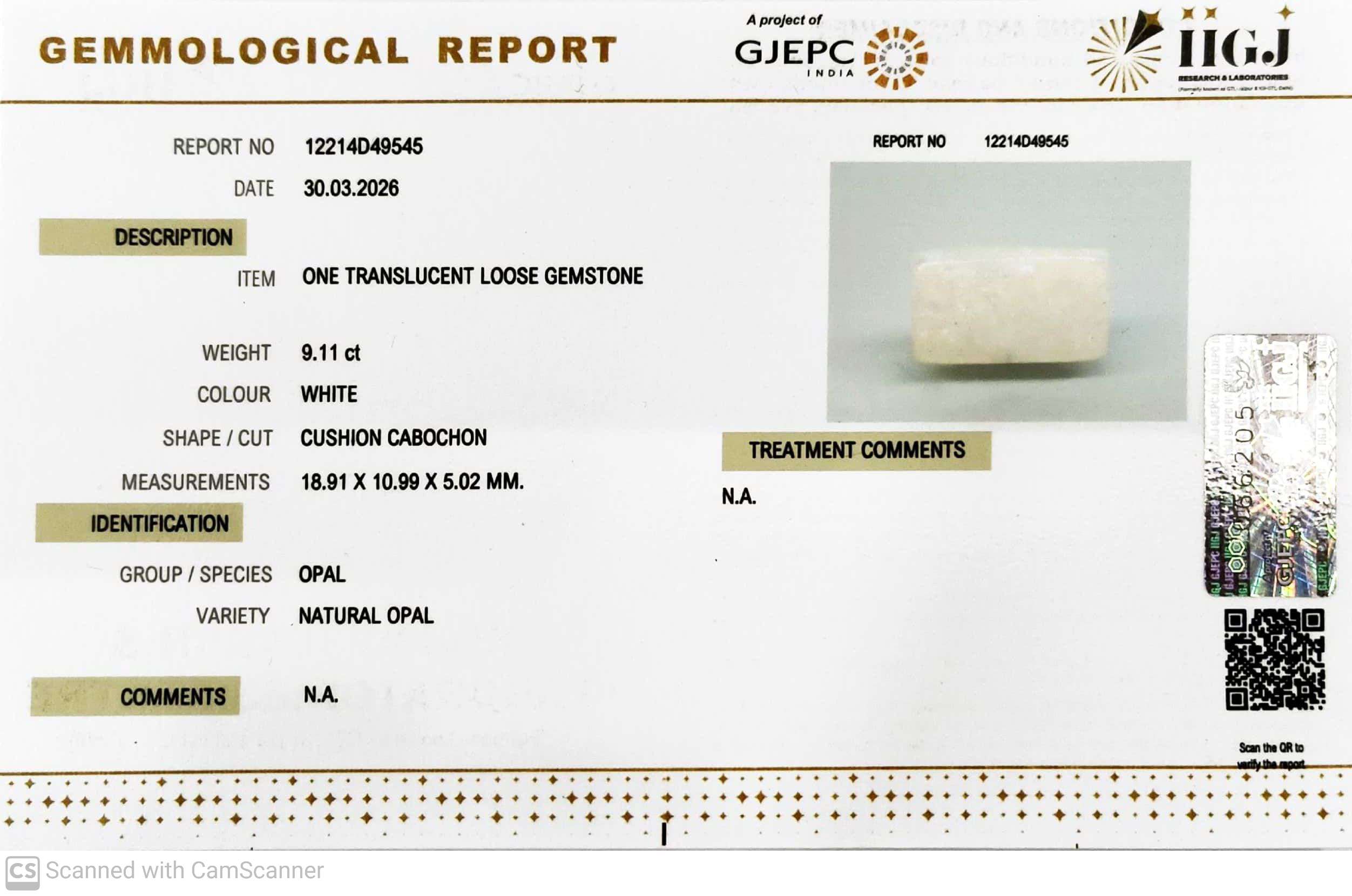 9.11/CT Natural Opal with Govt. Lab Certificate-12214D49545