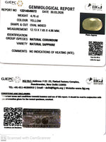 Load image into Gallery viewer, 4.76/CT Natural Yellow Sapphire With Govt Lab Certificate-12214D49572