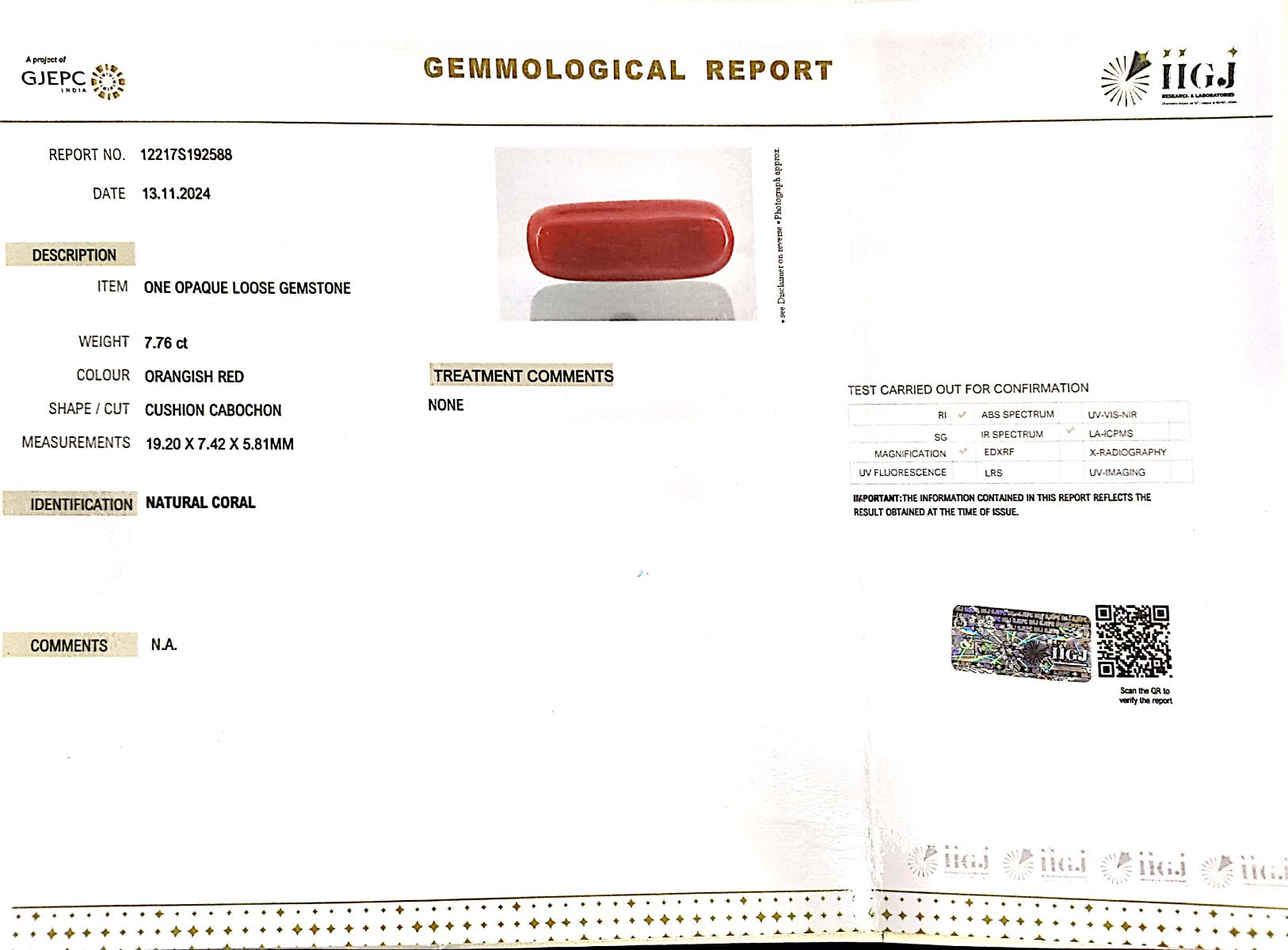 8.61 Ratti Natural Cylindrical Red Coral-12217S192588