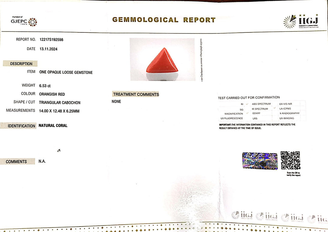 6.53/CT Natural Triangular Red Coral-1800