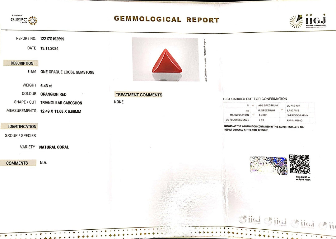 6.43/CT Natural Triangular Red Coral-1800