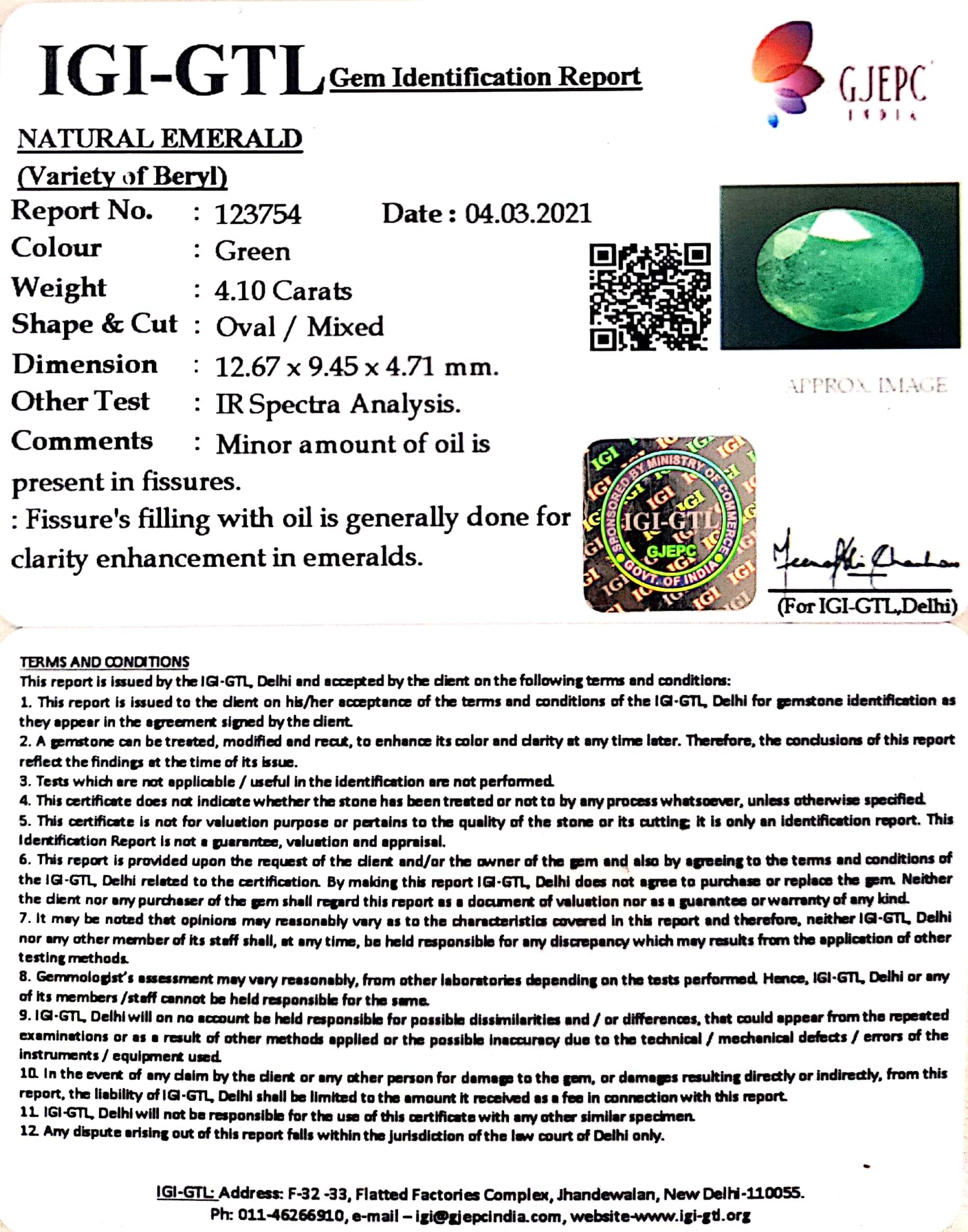 4.55 Ratti Natural emerald with Govt Lab Certificate-(3441)