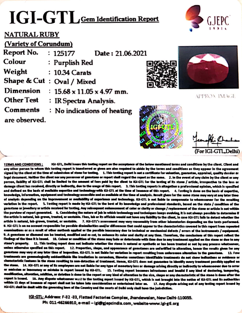 11.47 Ratti Natural Neo Burma Ruby with Govt. Lab Certificate-(5661)