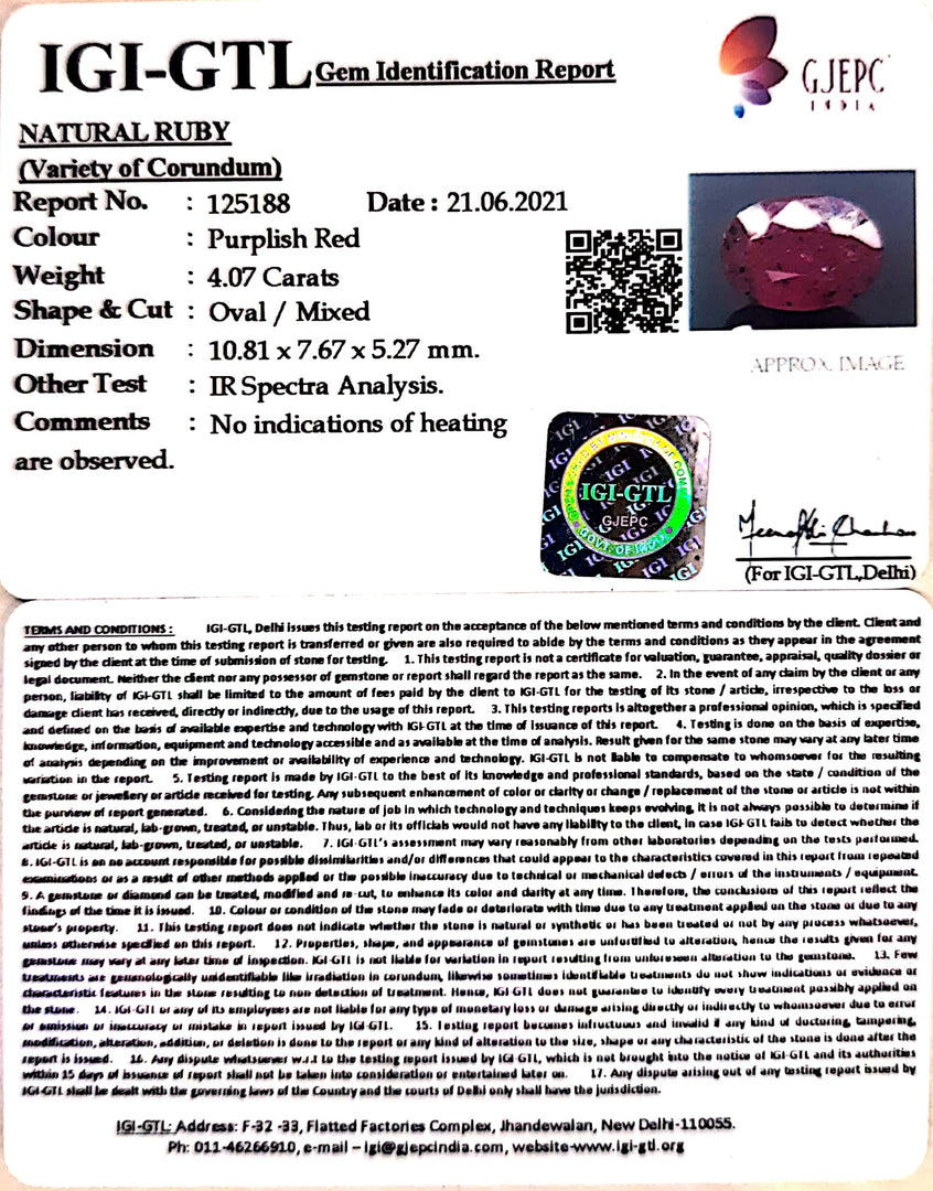 4.51 Ratti Natural Mozambique Ruby with Govt. Lab Certificate-(12210)