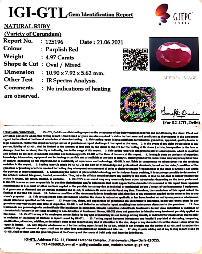 5.51 Ratti Natural Mozambique Ruby with Govt. Lab Certificate-(12210)
