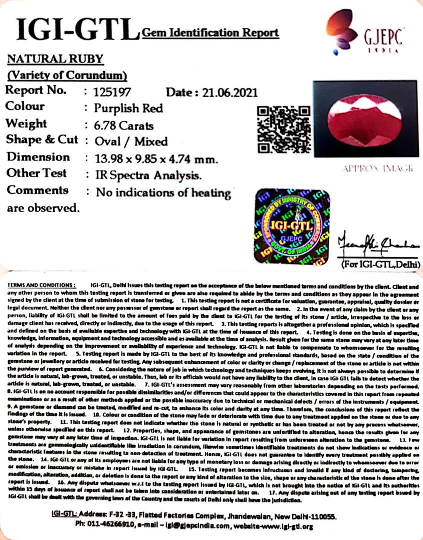 7.52 Ratti Natural Neo Burma Ruby with Govt. Lab Certificate-(5661)